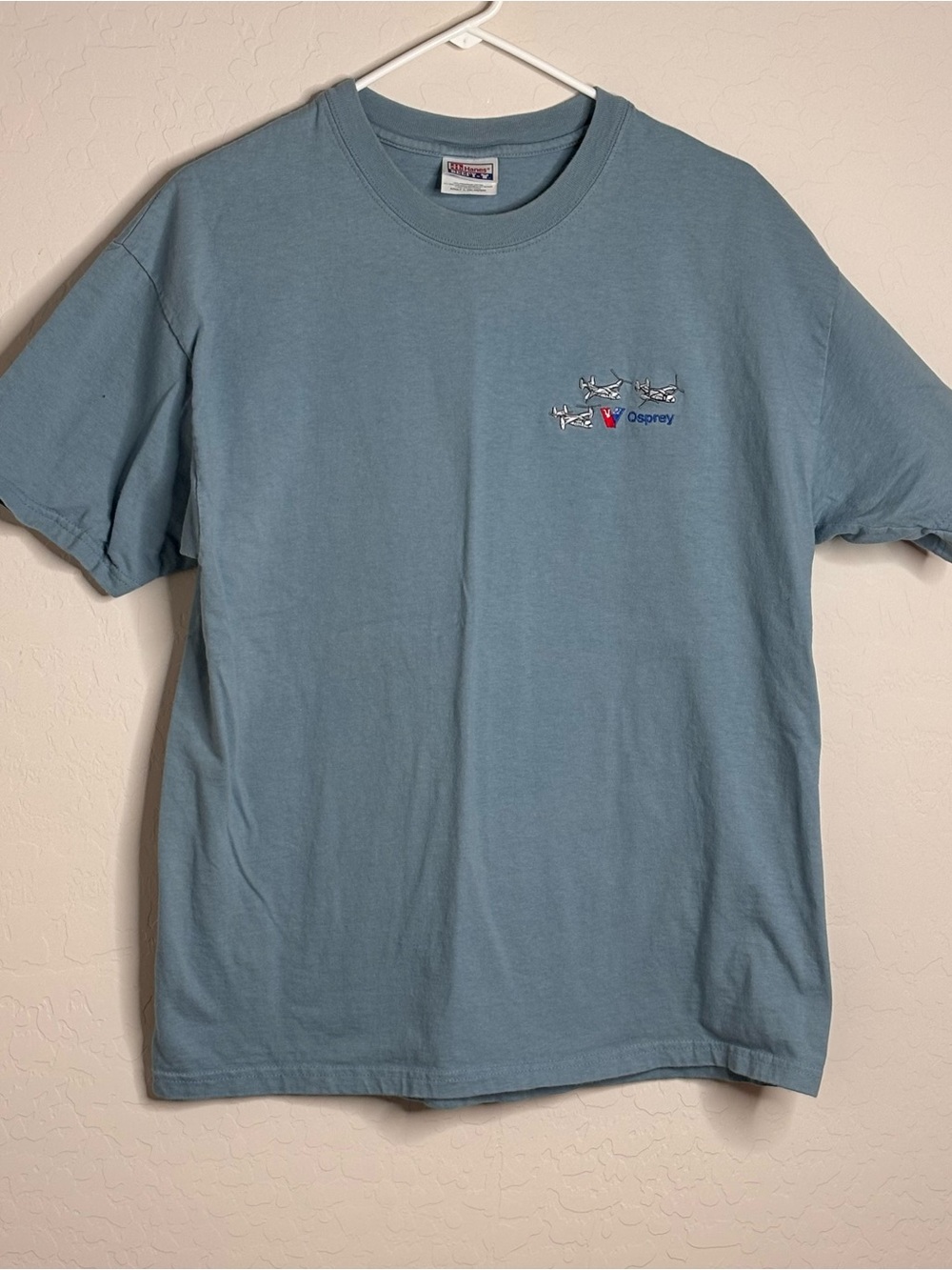 VINTAGE 70s Hanes Beefy-T V-22 Osprey Military Plane T-Shirt USA Made Size Large